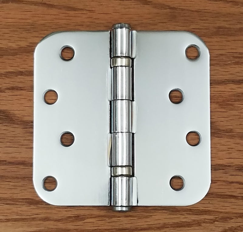 Hinge Outlet 4 Inch with 5/8 Inch Radius Ball Bearing Door Hinges, Heavy-Duty Steel, Removable Pin (Polished Chrome, 2 Pack) - Image 2